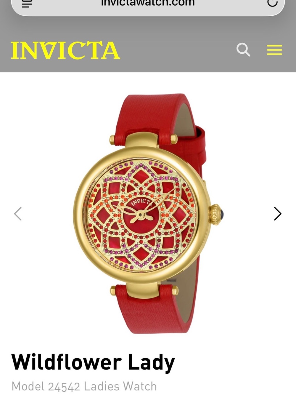 Invicta Wildflower Lady Watch in Red - Picture 5 of 10